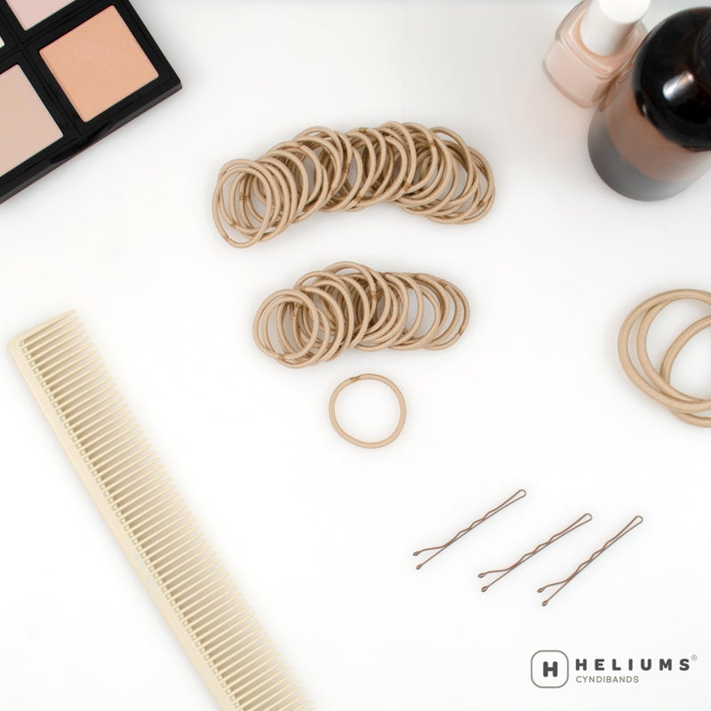 Heliums Small Hair Ties - Sandy Blonde - No Damage Mini 1 Inch Reusable 2mm Elastics for Thin Hair and Kids, Neutral Ponytail Holders - 48 Count - Image 2